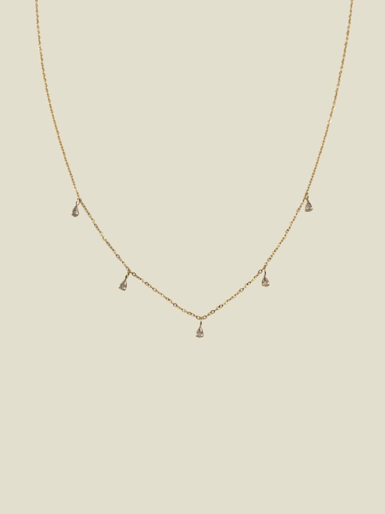 Necklace Tiny Zircon Drops Gold