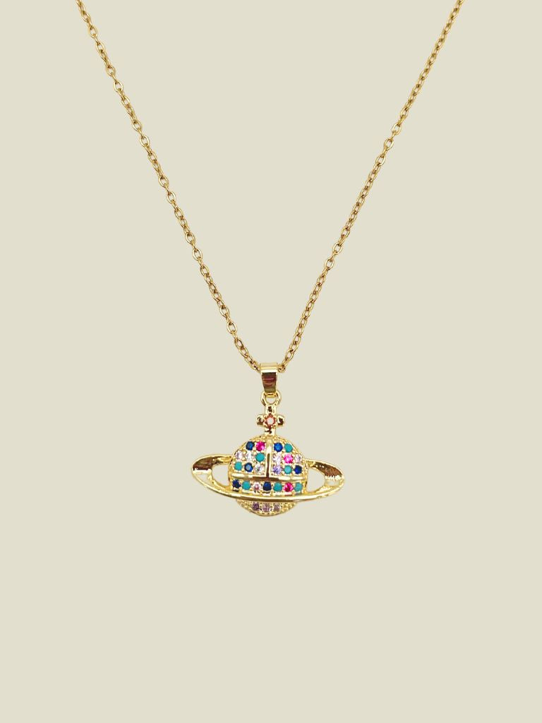 Necklace Zircon Saturn Gold