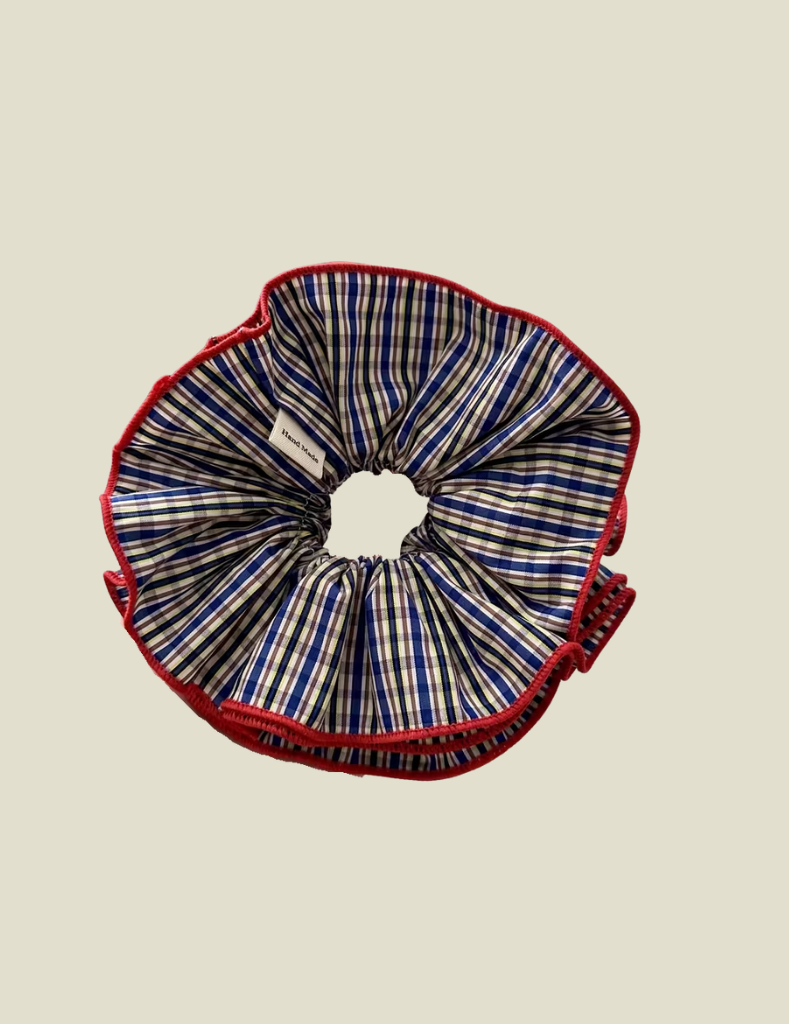Scrunchie Check Blue Red Stripe