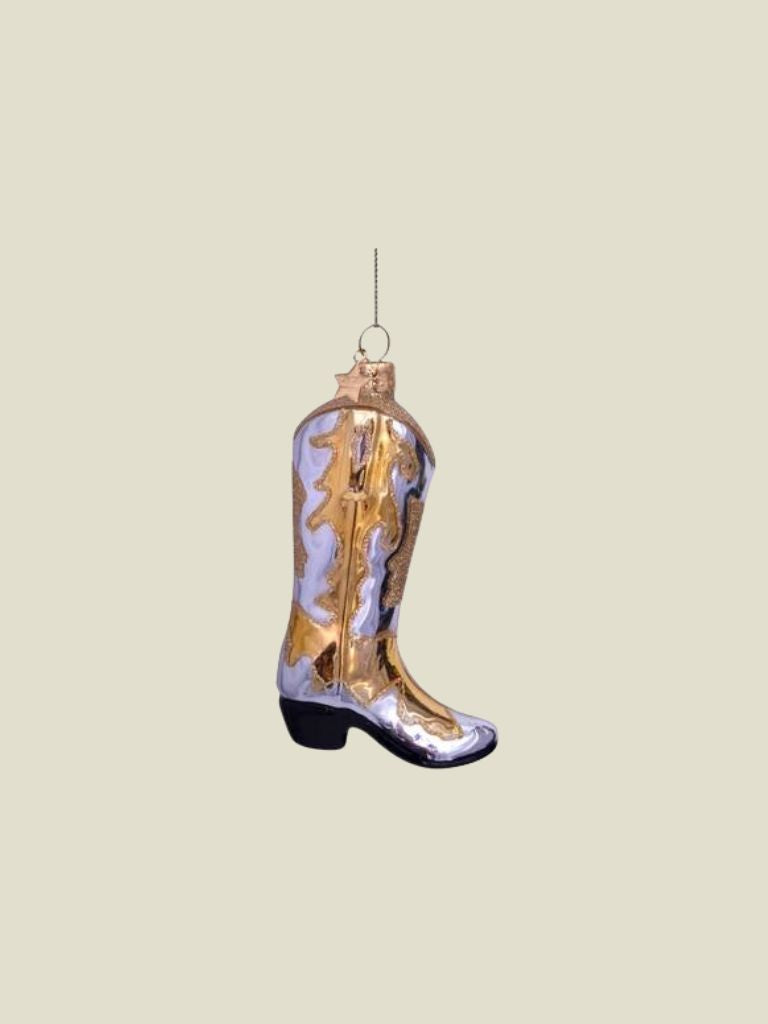 Ornament Silver Gold Cowboy Boot