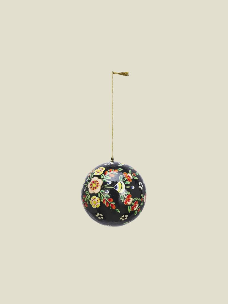 Paper Mache Christmas Ball Black