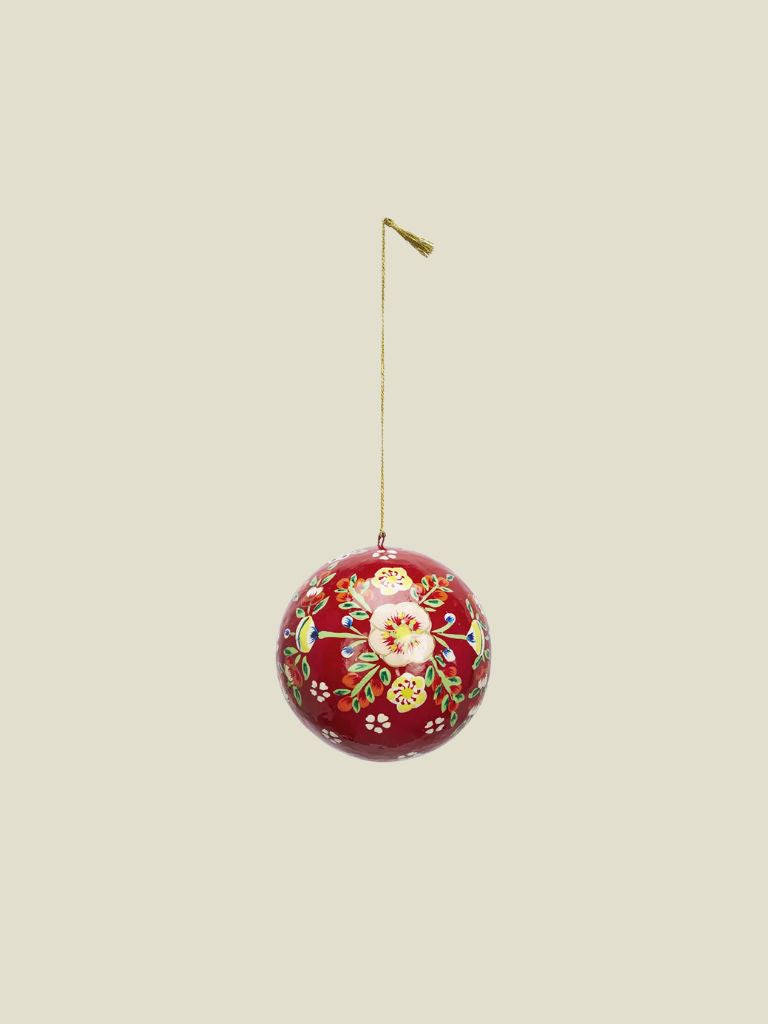 Paper Mache Christmas Ball Red