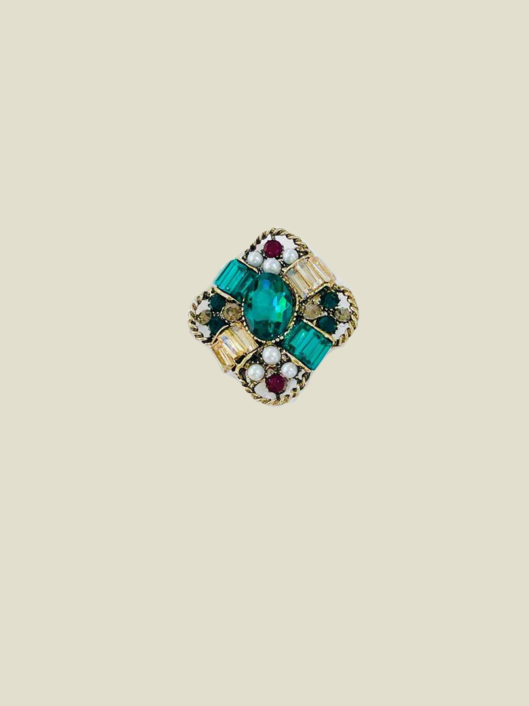 Broche Vintage Diamond Big Green