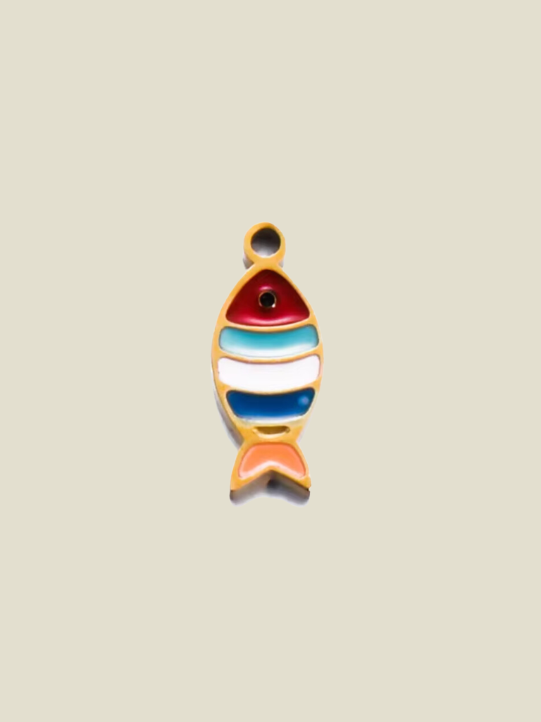 Pendant Clover Fish Colorful Gold