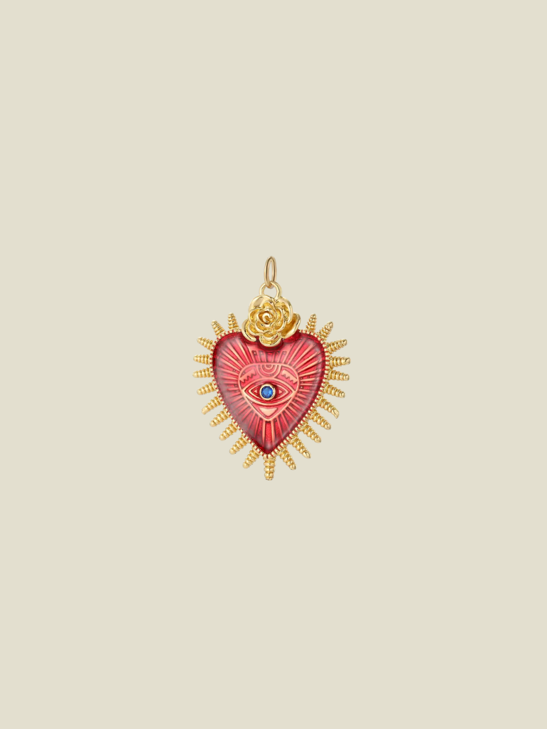 Pendant Red Heart Pins Gold