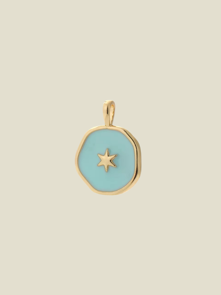 Pendant Round Star Blue Gold