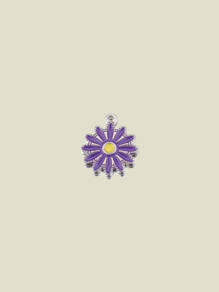 Pendant Sunflower Daisy Purple Silver