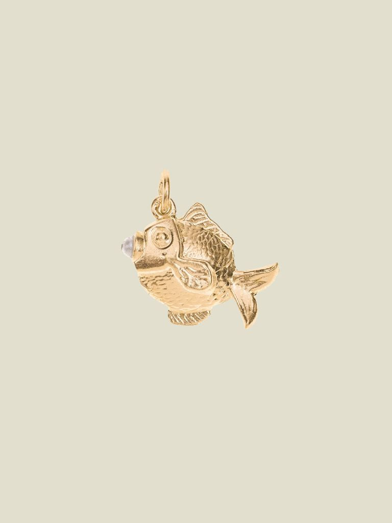 Pendant Thick Pearl Fish Gold
