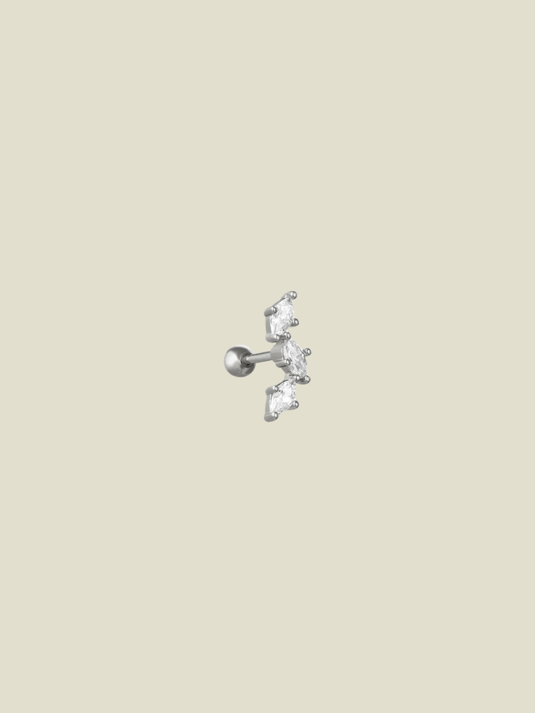 Piercing Clear Zirconia Silver