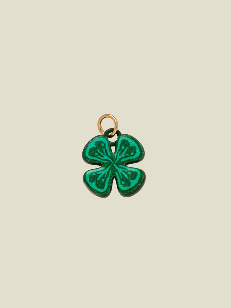 Pendant Painted Lucky Clover Green