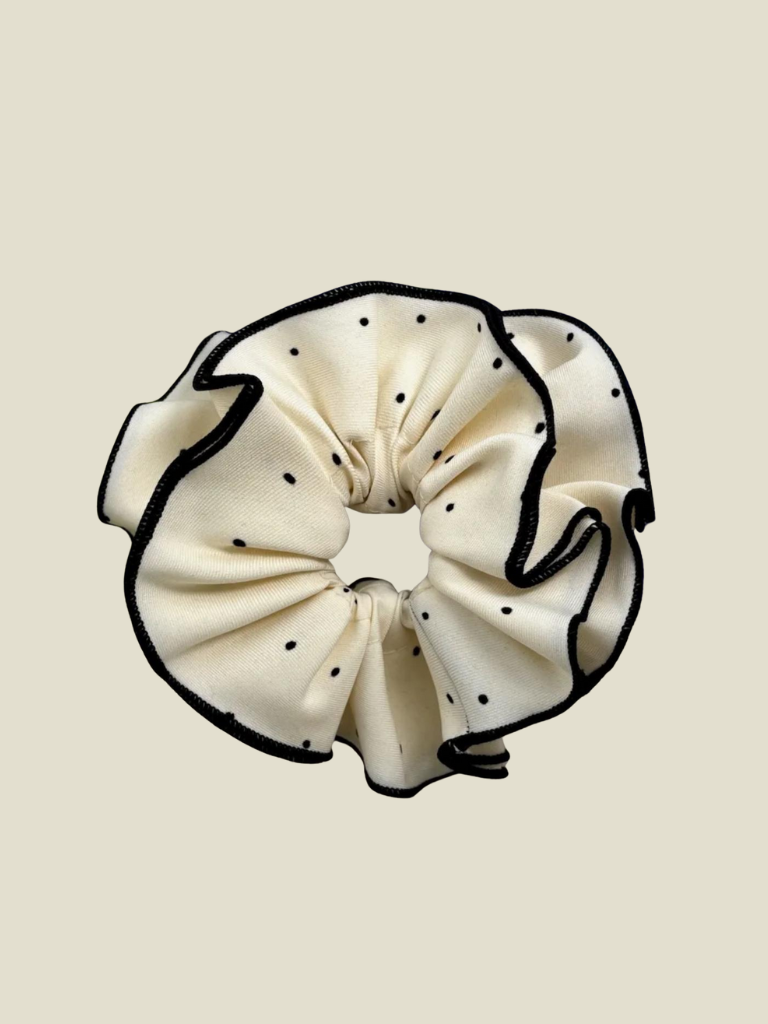 Scrunchie Double Layer Polka Ecru
