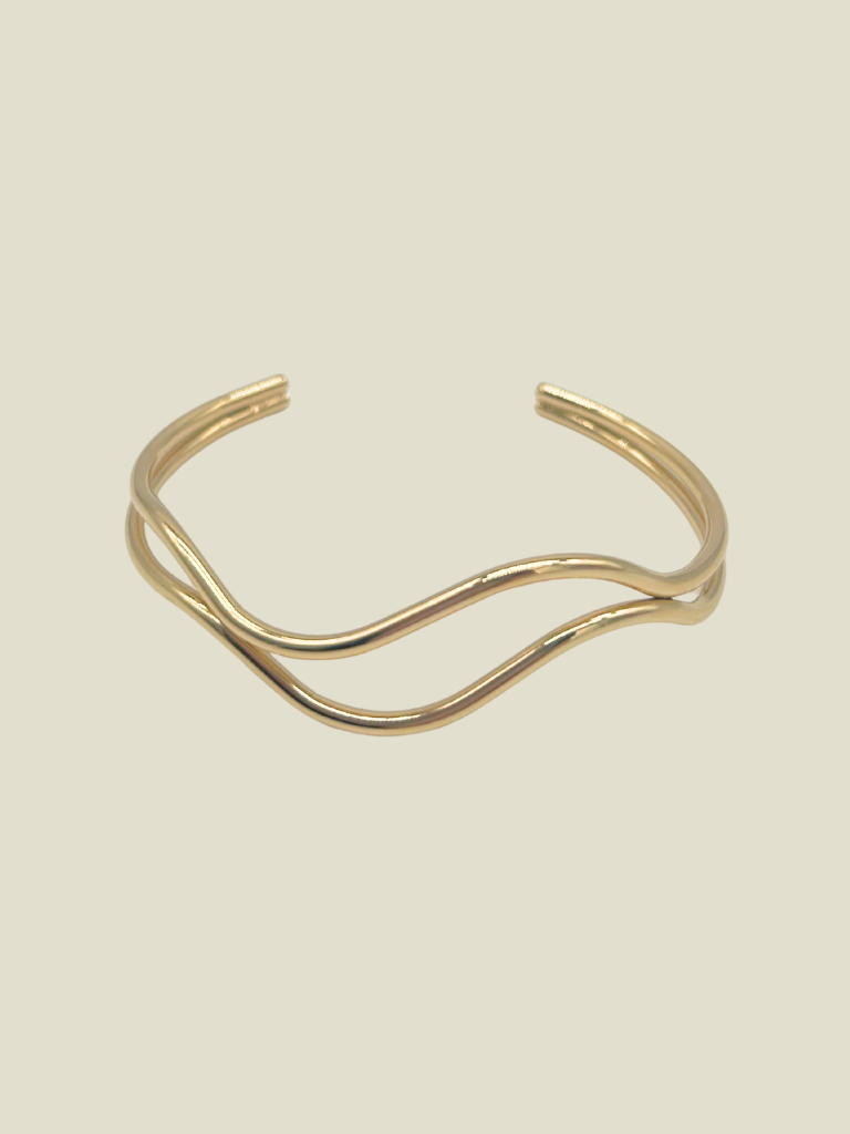 Bracelet Cuff Double Wave Gold
