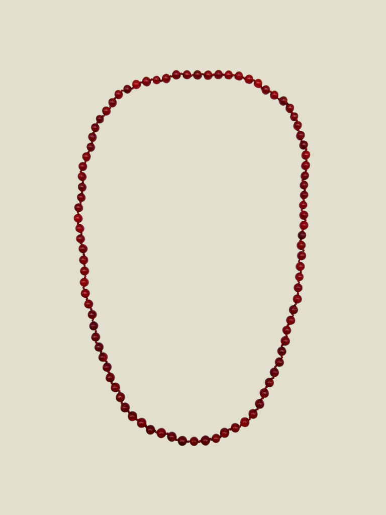 Necklace Long Beads Red