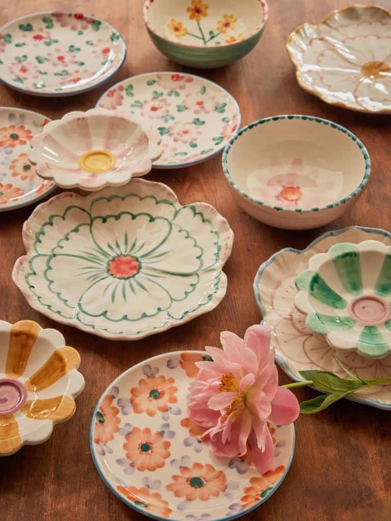 Plate Ceramic Flower Jade