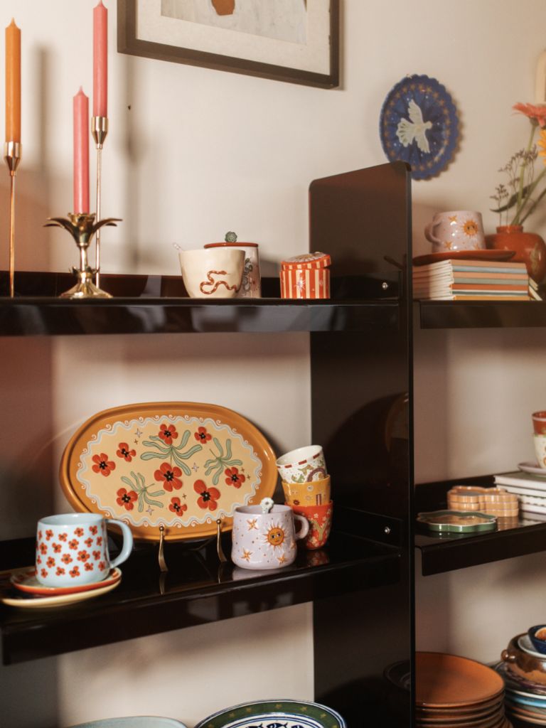 Plate Oval Orange Flowers