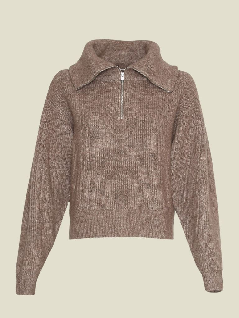 Zip Pullover Gytta Walnut Melange