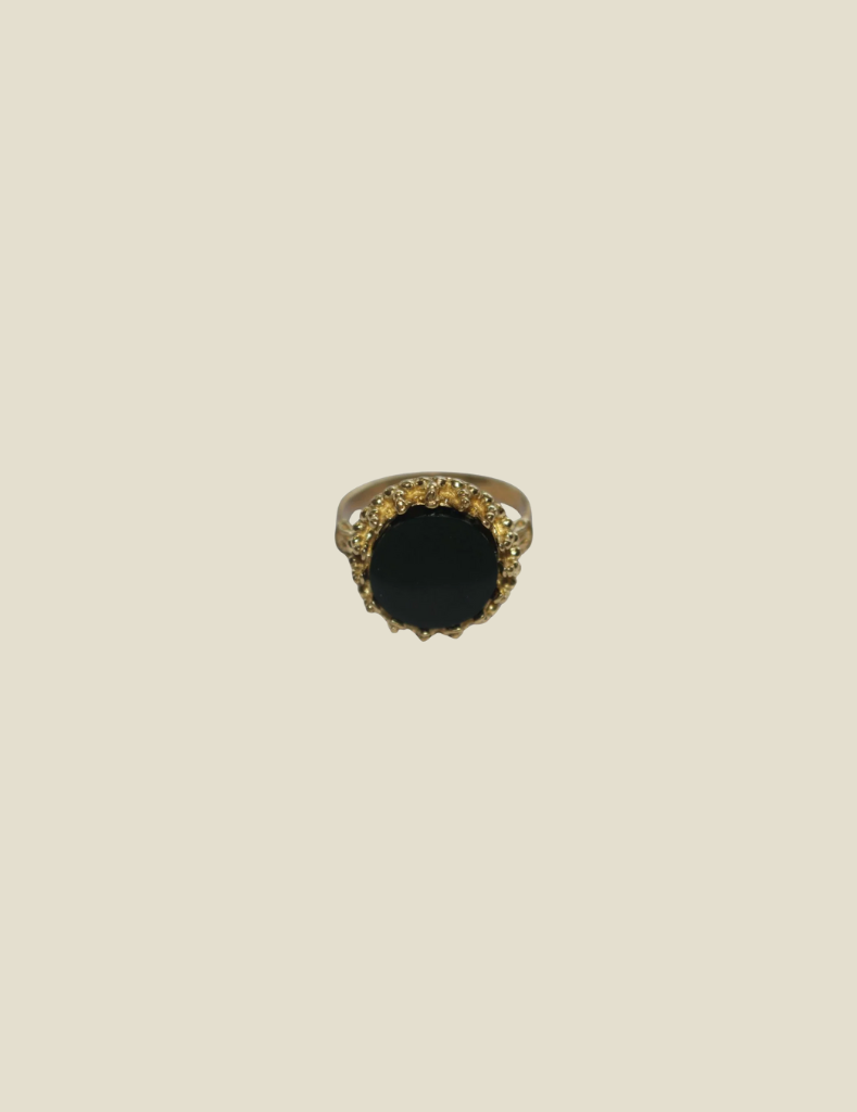 Ring Dark Green Resin Dot Brass