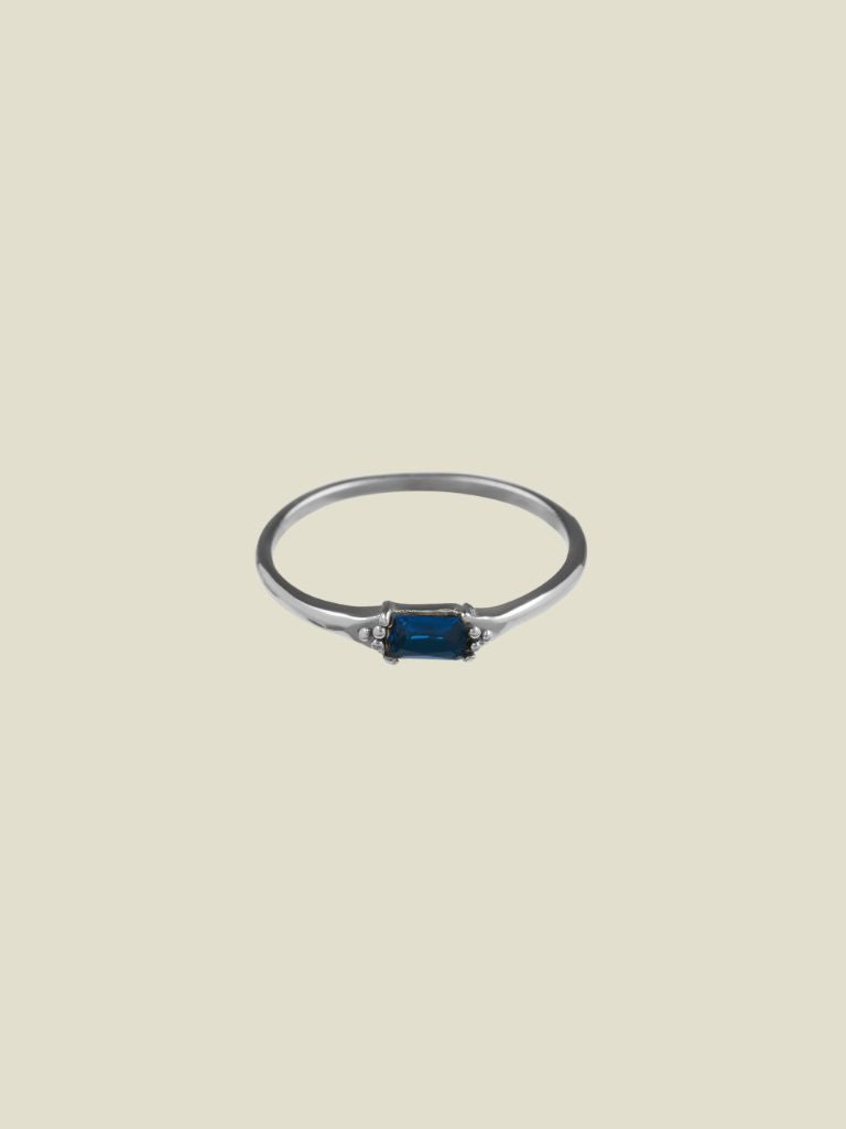 Ring Blue Baquette Silver