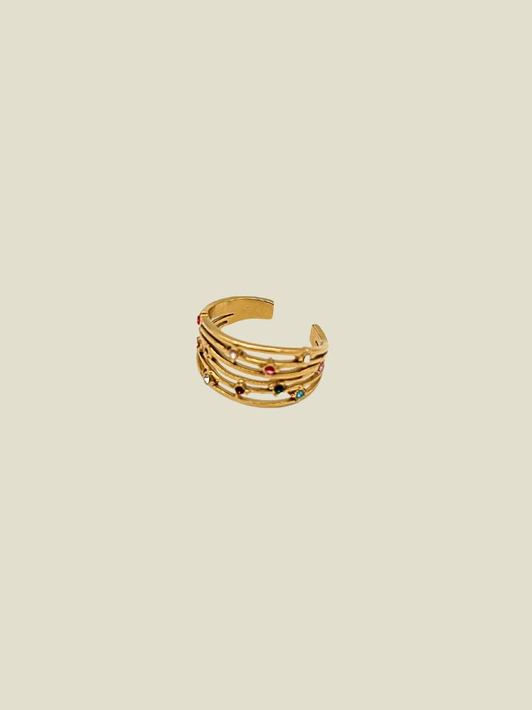 Ring Lines Coloured Stones