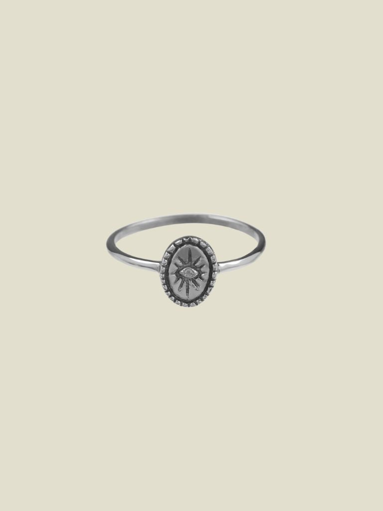 Ring Oval Signet Sun Silver