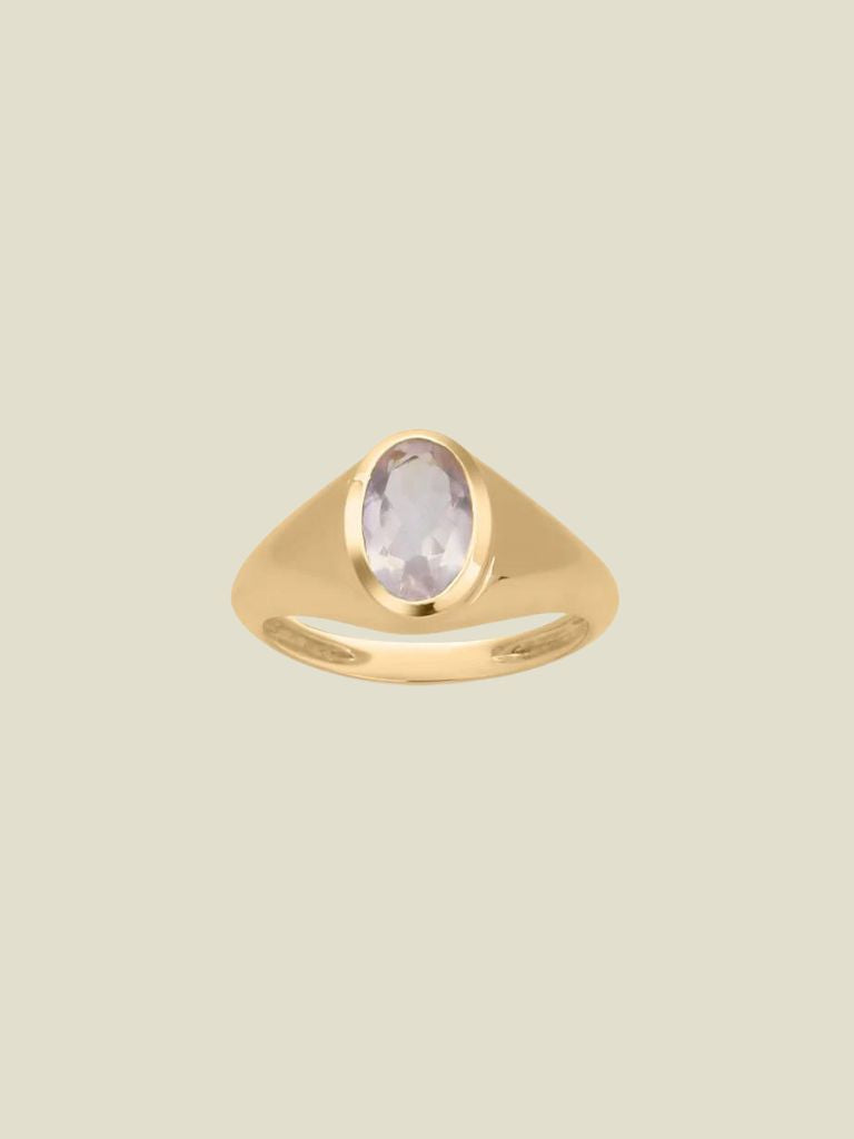 Ring Signet Rose Quartz