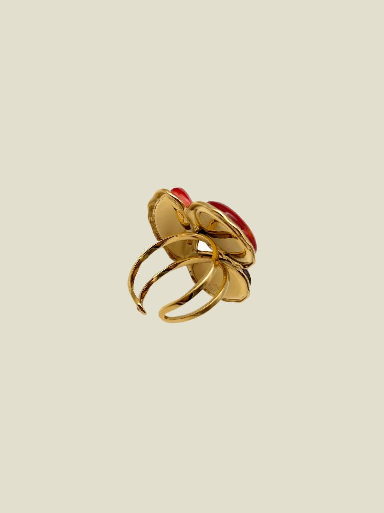 Ring Three Oval Stones Gold