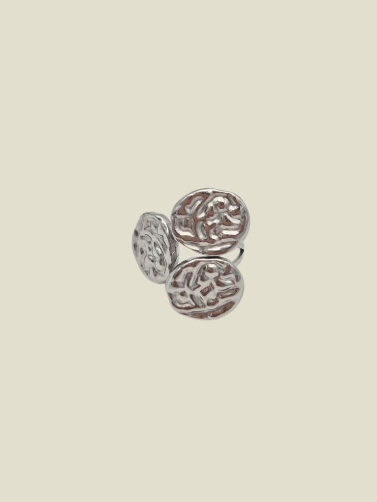 Ring Three Stamped Rounds Silver