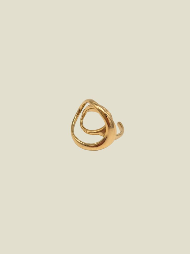 Ring Two Circles Gold