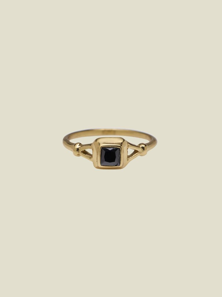 Ring Vintage Square Black Stone