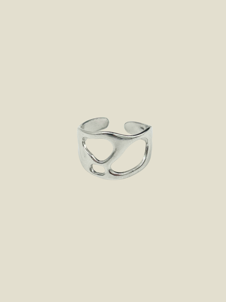 Ring Three Shaped Holes Silver