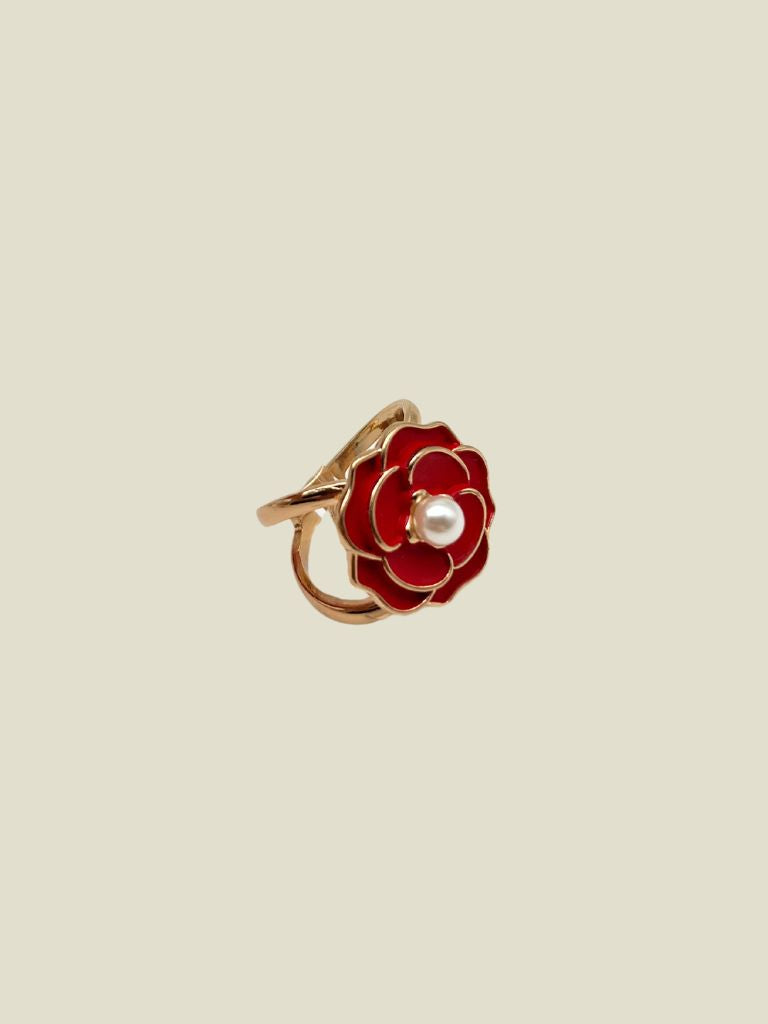 Scarf Ring Red Flower