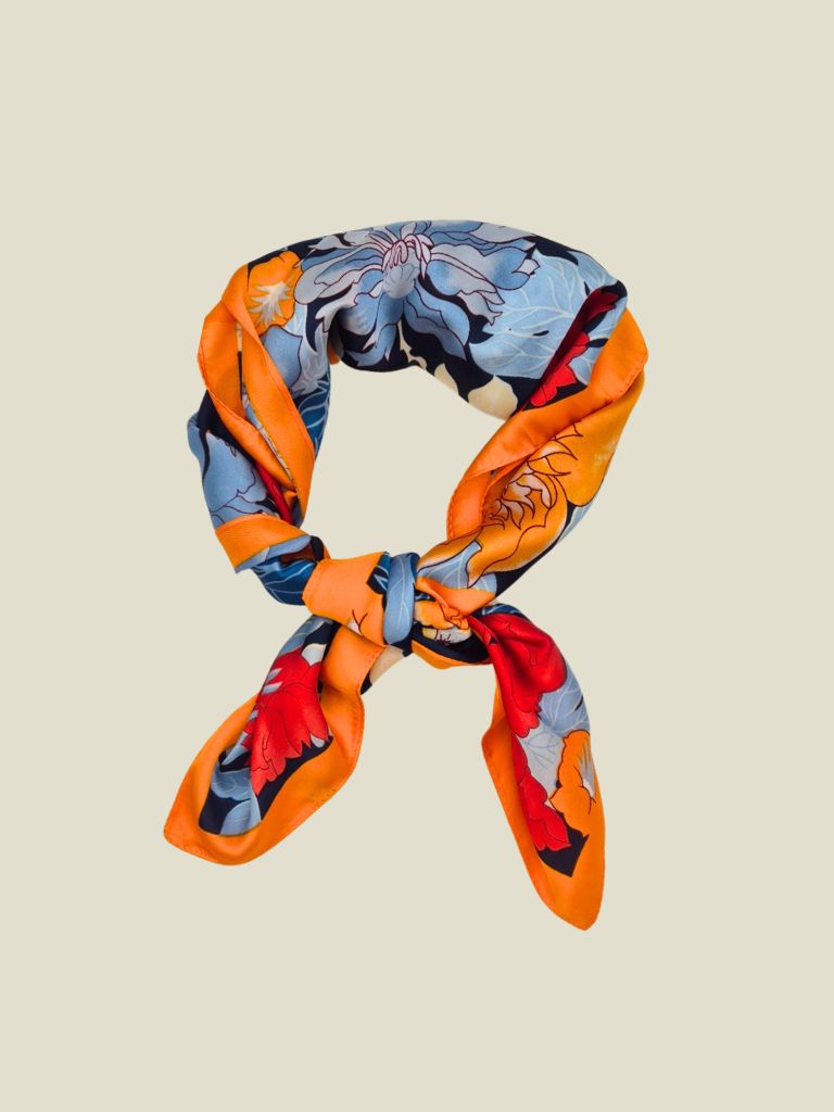 Scarf Valerie Blue Orange Flowers