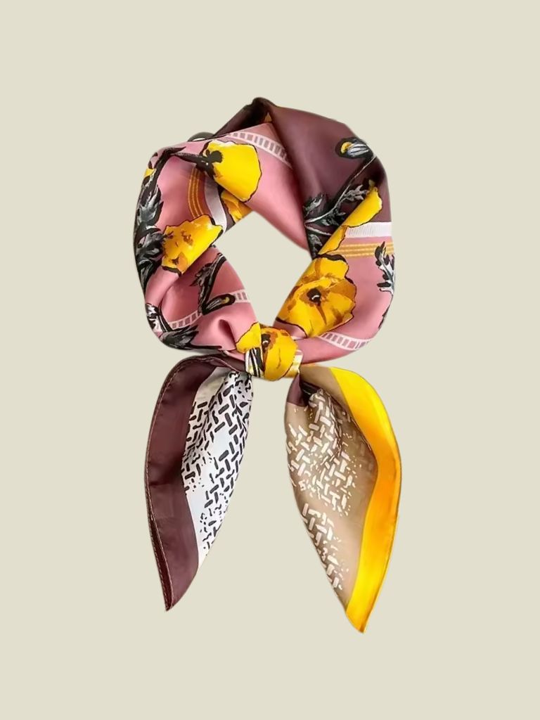 Scarf Valerie Pink Yellow Poppies