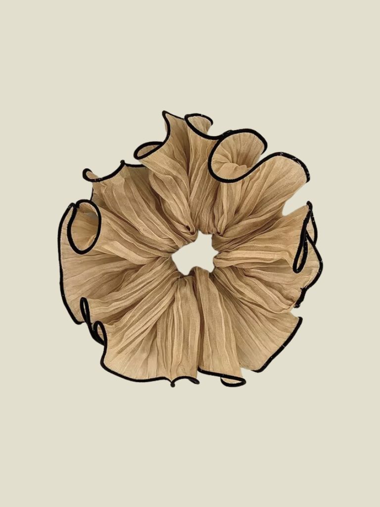 Scrunchie Retro Chiffon Khaki