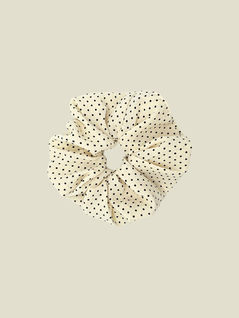 Scrunchie White Black Dots