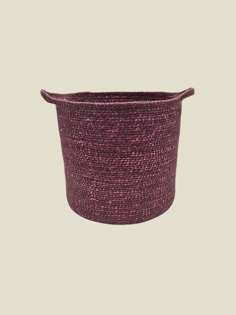 Seagrass baskets with handles Burgundy