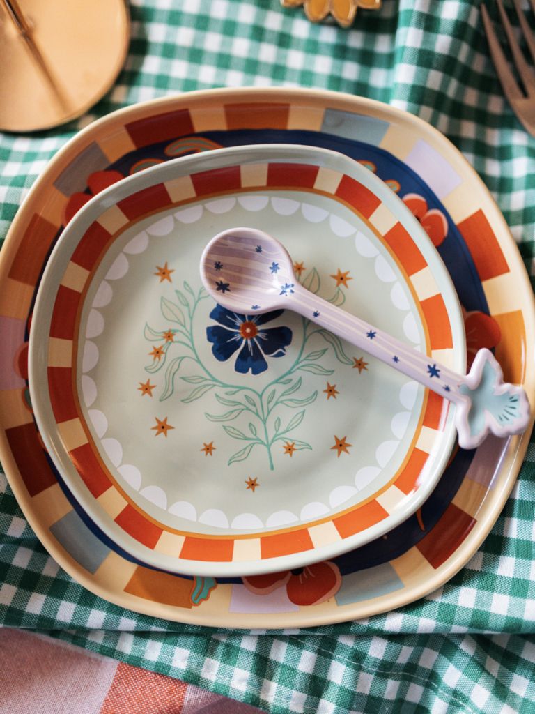 Serving Plate Green Flowers