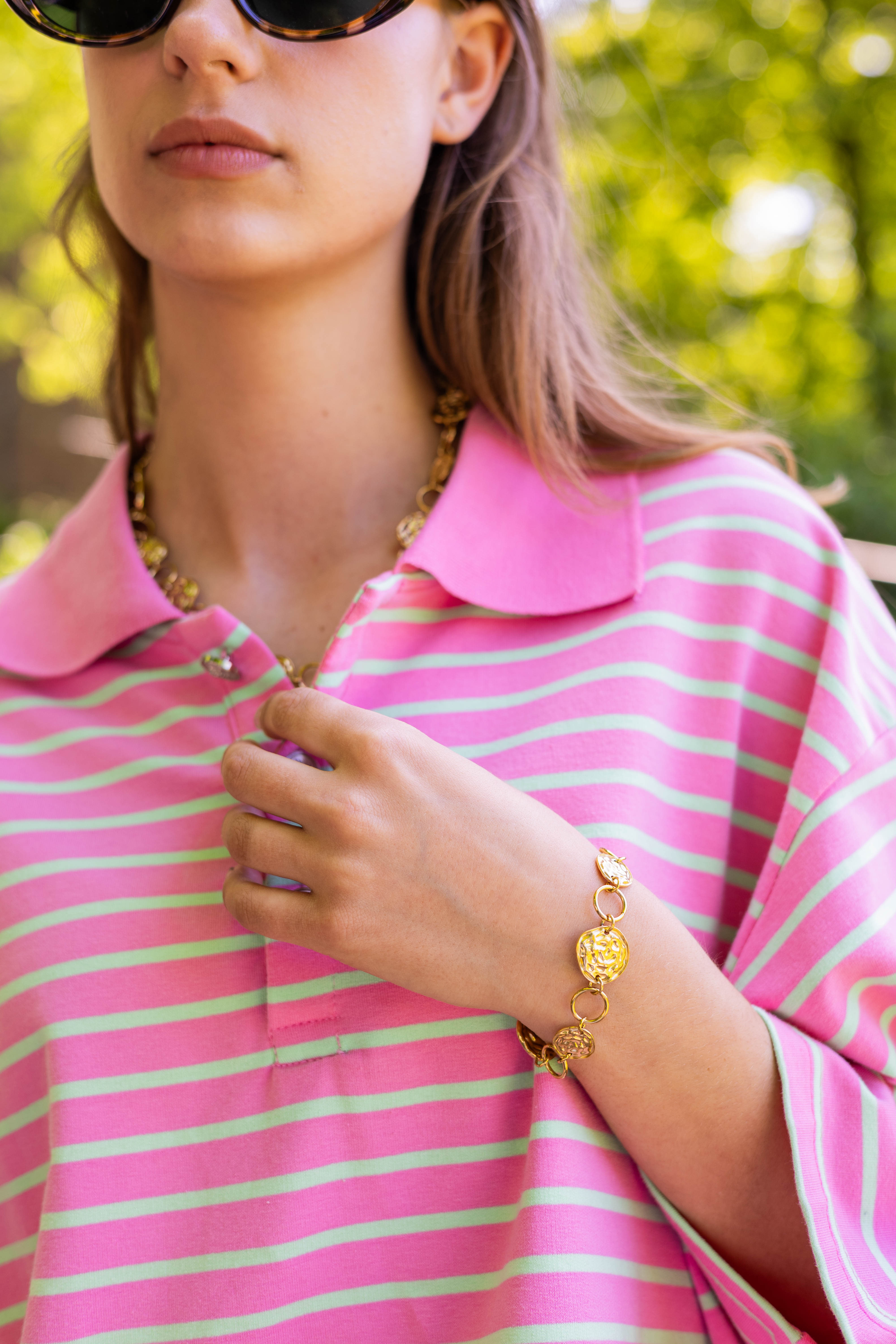 Bracelet Stamped Circles Gold