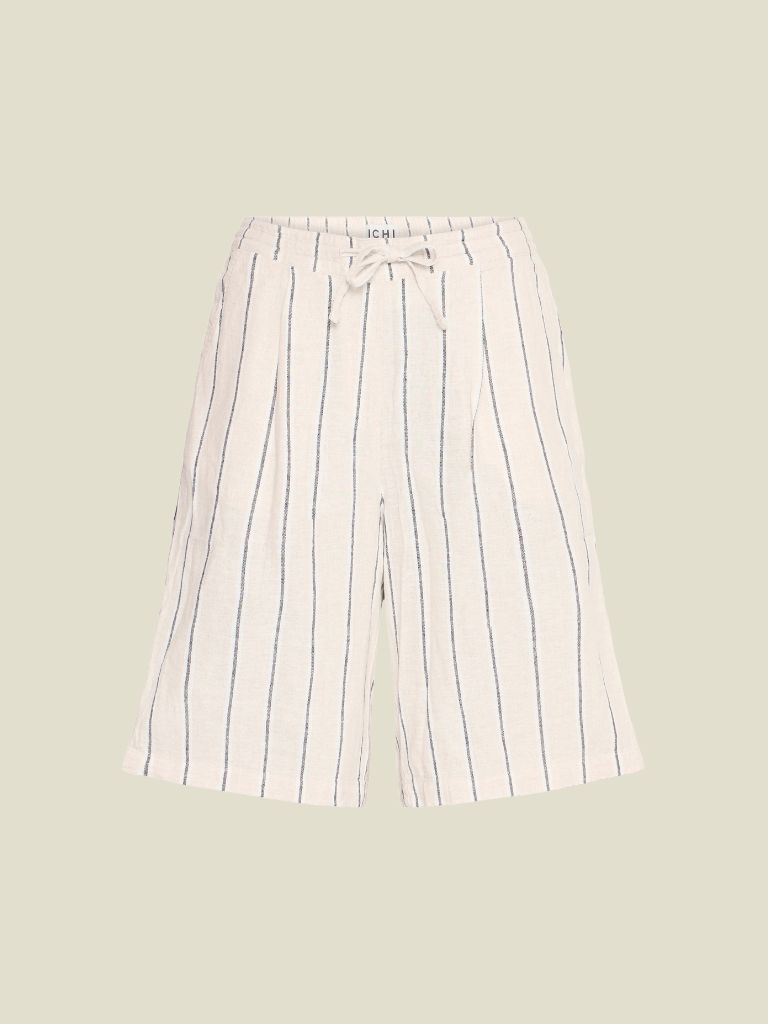 Short Linno Natural Ecru Stripes