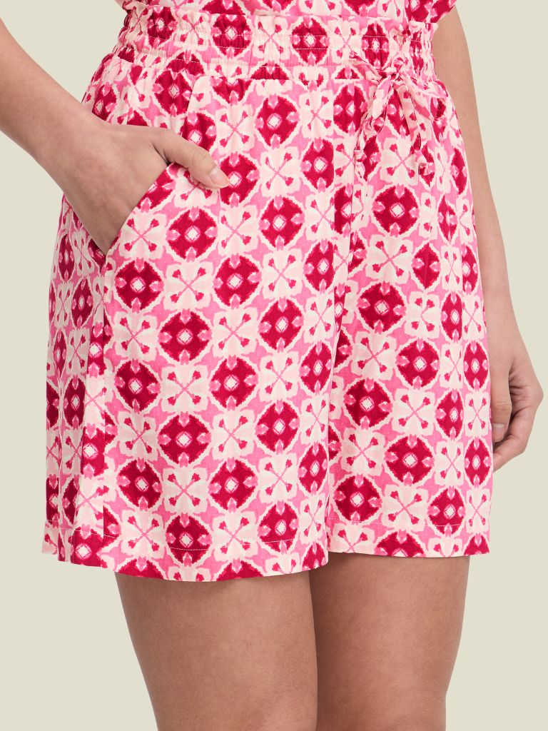 Short Vera Bright Rose Ikat