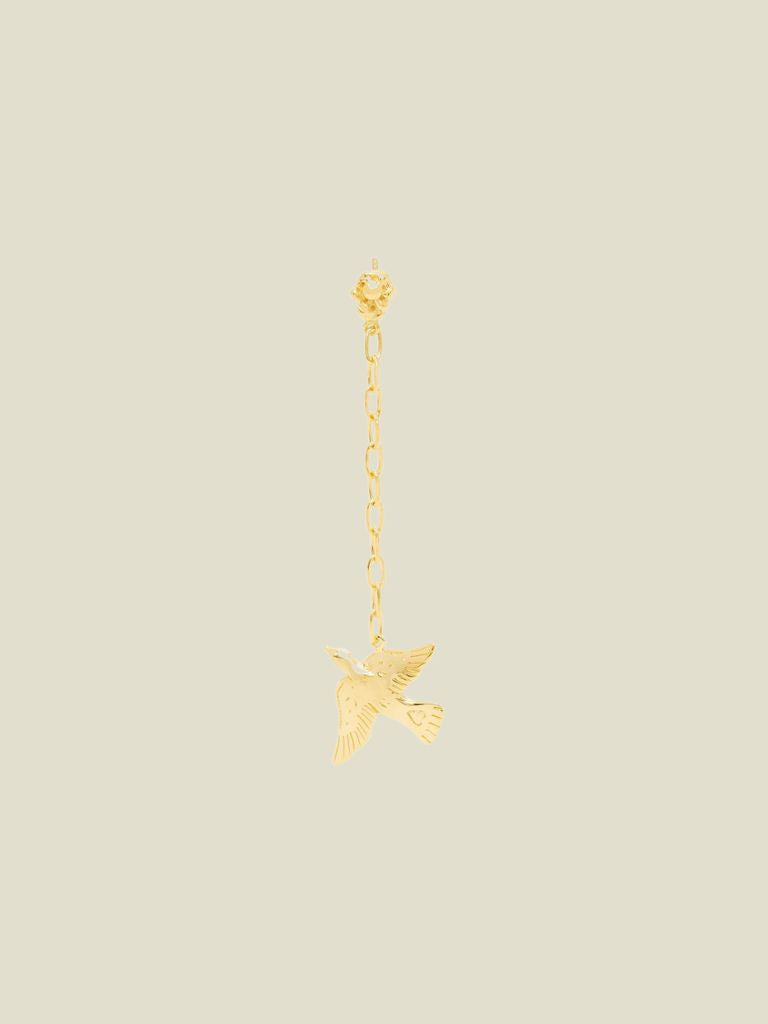 Lucky Swallow Chain Earring Gold