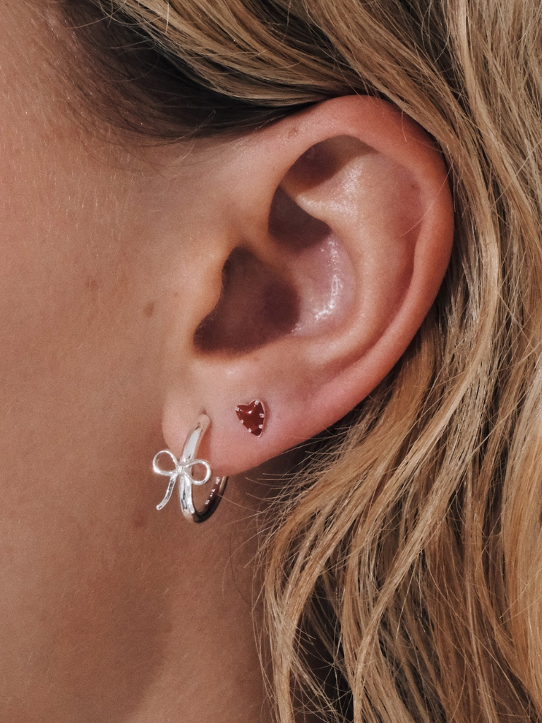 Single Stud Lolita Heart Silver