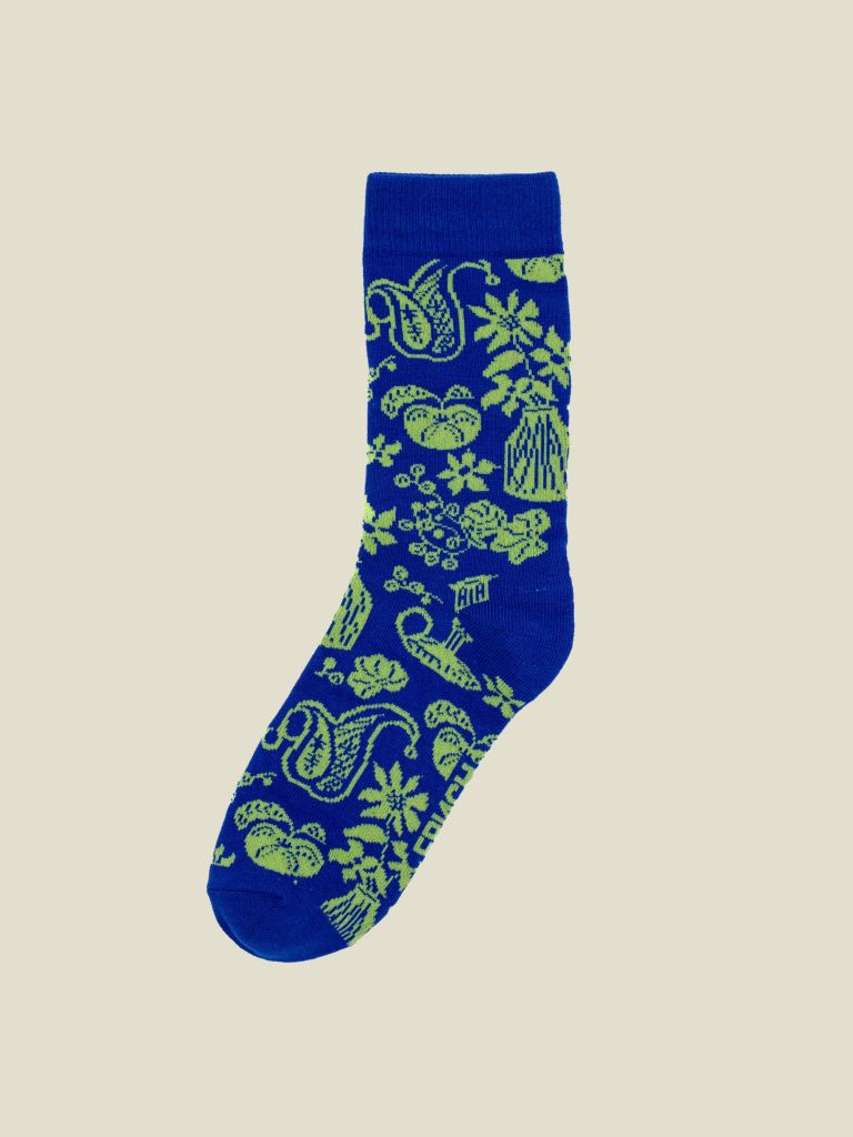 Socks Ivete Blue Green Flowers