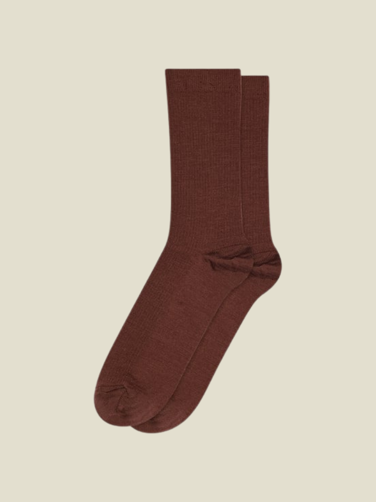 Socks Fine Wool Rib Socks Hot Chocolate