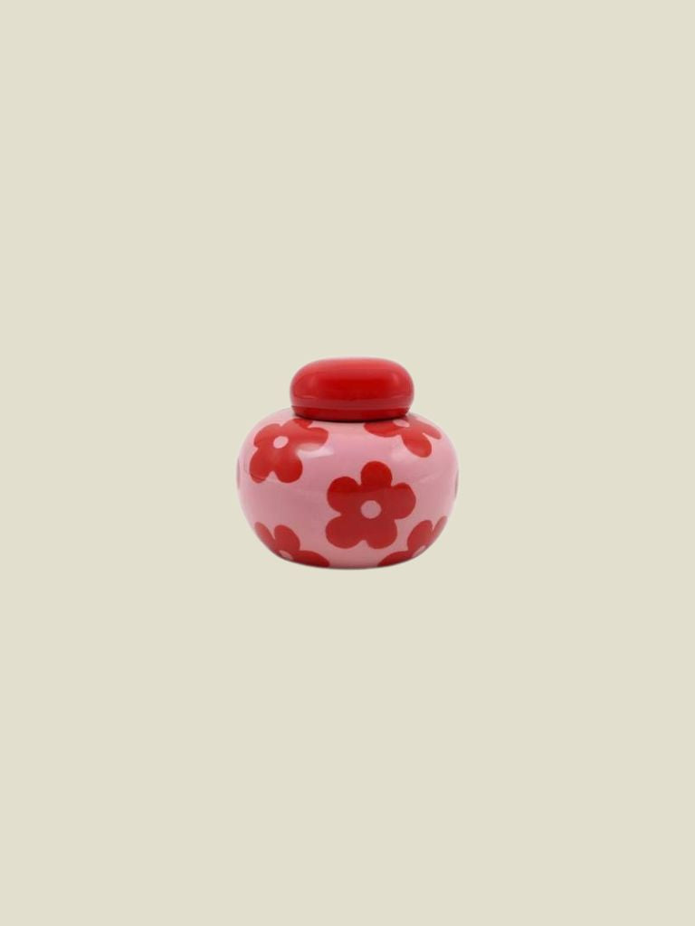 Storage Jar Simona Red Flowers