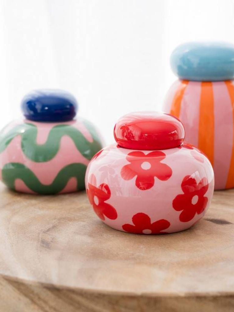 Storage Jar Simona Red Flowers