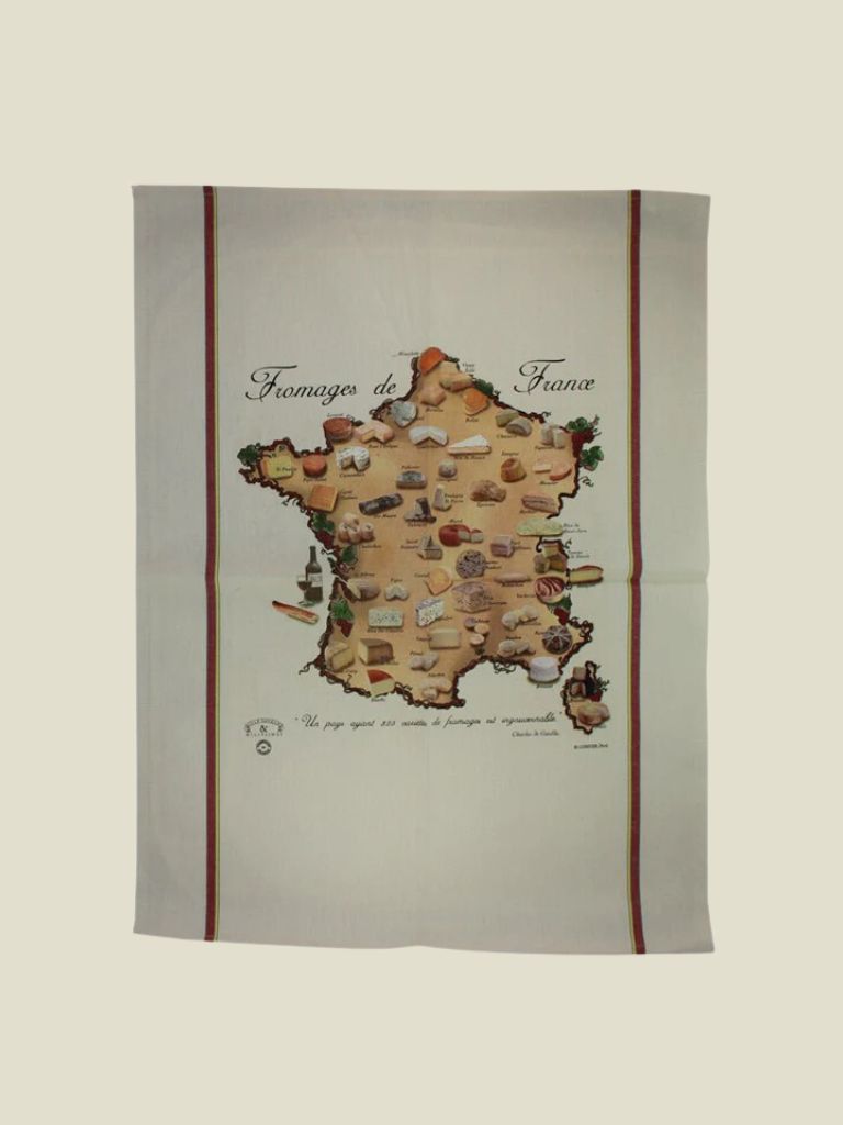 Tea Towel Map of French Cheese