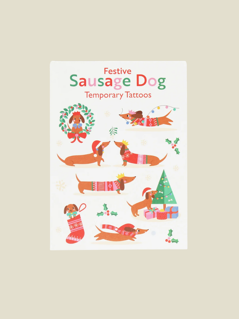 Temporary Tattoos Festive Sausage Dog