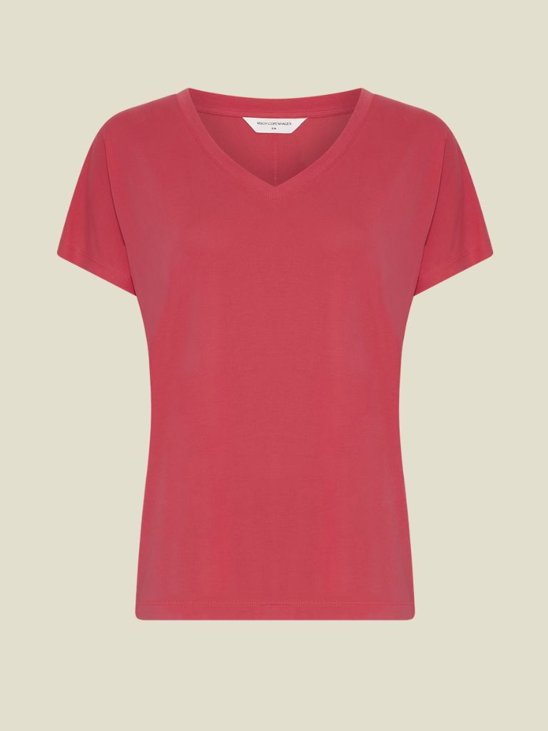Tshirt Fenya Modal V Neck Rose Red