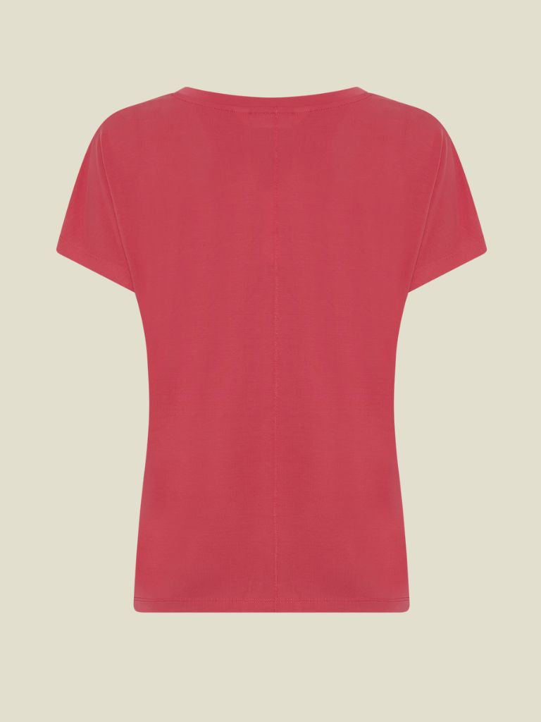Tshirt Fenya Modal V Neck Rose Red